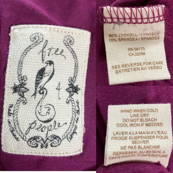 Free People Purple Keyhole Front Open Back Tie Shift Dress Long Sleeve  Size 4 - Picture 8 of 16